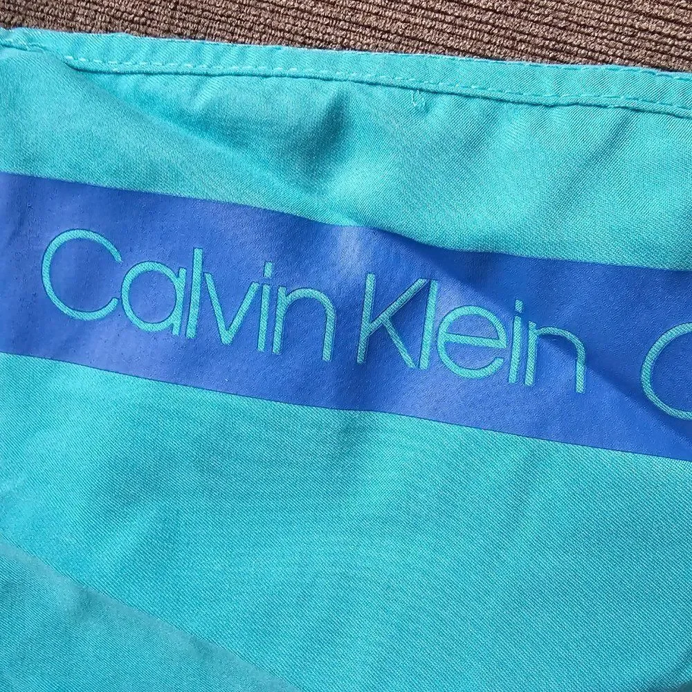 Calvin Klein Big Boys Caspian Blue Logo Stripe Swimwear Board Shorts Size 8